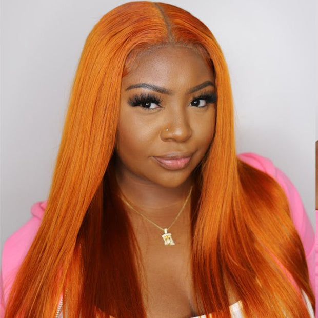 Shop by Influencer Ginger Color straight hair 5x5 lace closure wig-24inch-180%