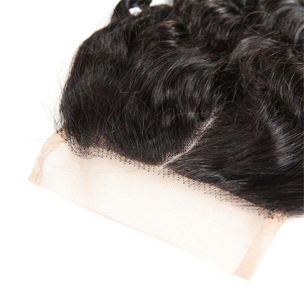 10A Water Wave Hair 4 Bundles With Closure Brazilian Hair Natural Color - ashimaryhair