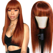 Ashimary Full Machine Made Wig Straight Virgin Hair Wigs With Bangs