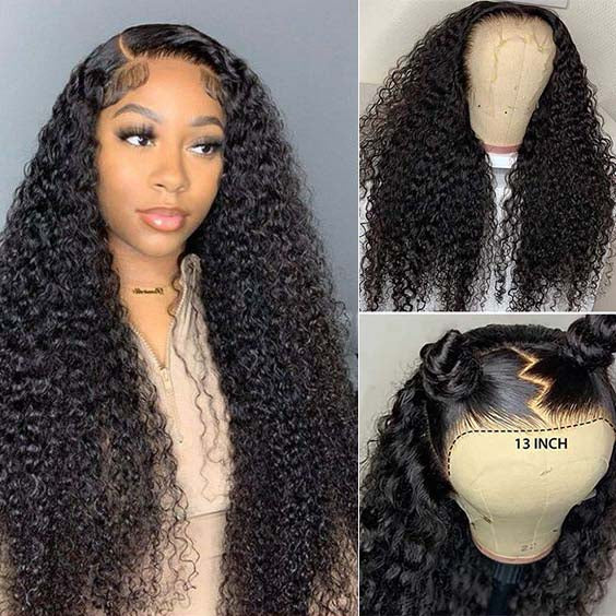 Best Jerry Curls 13*4 Lace Front Wigs Curly Human Hair Wigs ...