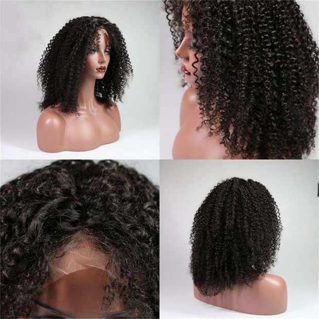 Full Lace Wig Afro Kinky Curly Human Hair Wigs Brazilian Hair-AshimaryHair.com