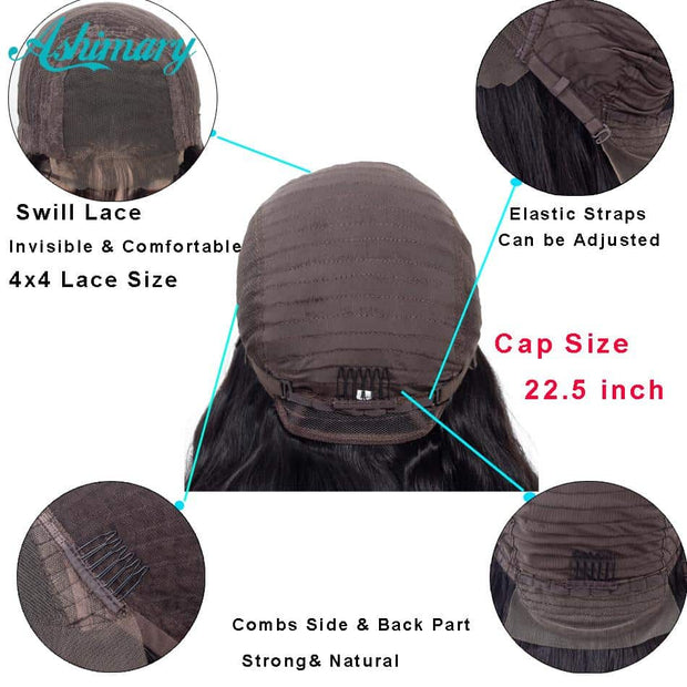 Glueless 4*4 Lace Closure Wig Cap -AshimaryHair.com