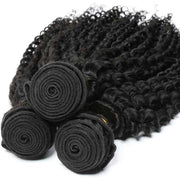 9A Kinky Curly Hair 3 Bundles with Closure Human Hair Natural Color - ashimaryhair