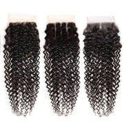 9A Kinky Curly Hair 3 Bundles with Closure Human Hair Natural Color - ashimaryhair