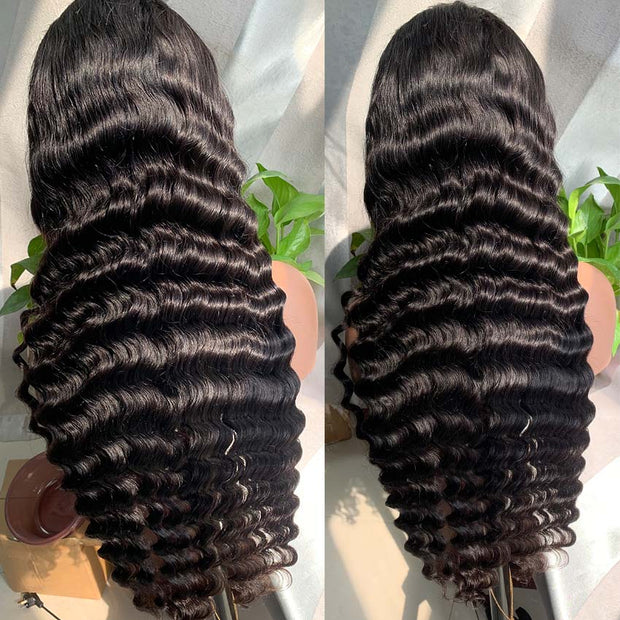 Loose Deep Wave 13x4 HD Transparent Lace Front Wig Brazilian Human Hair Natural Color
