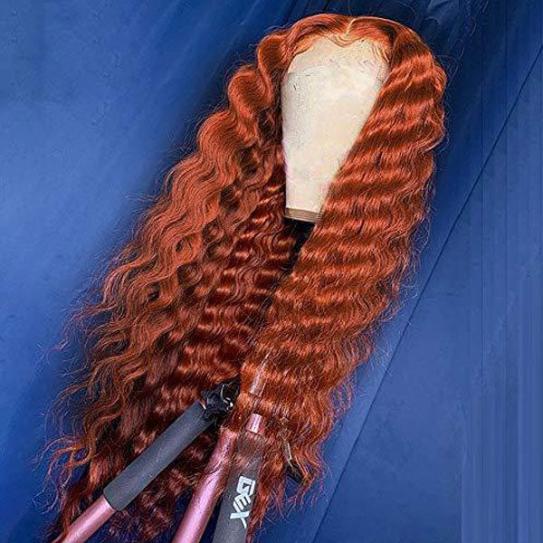 Ginger Color Loose Deep Wave 13x4 13x6 Lace Wigs 180% 250% Density Thicker Lace Front Wigs Ashimary Virgin Hair