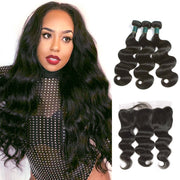 10A Brazilian Body Wave Hair 3 Bundles With Frontal Human Hair - ashimaryhair