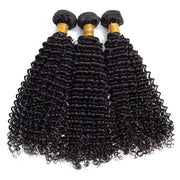 Afro Kinky Curly Hair 3 Bundles with Closure 10A Brazilian Human Hair Natural Color - ashimaryhair