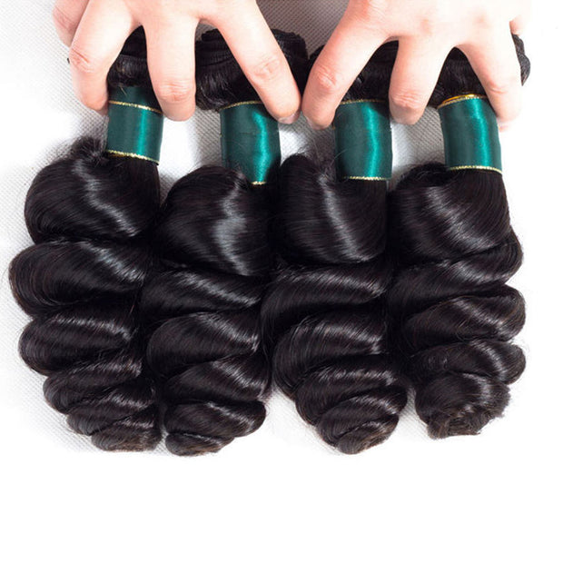 4 Bundles 10A Loose Wave Brazilian Human Hair Bundles Natural Color - ashimaryhair