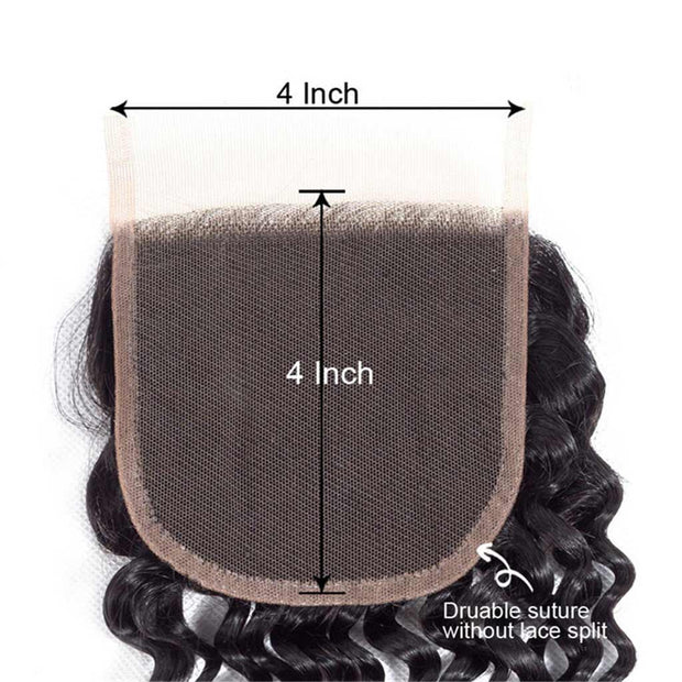 10A Kinky Curly Hair 4 Bundles With Closure Brazilian Hair Natural Color - ashimaryhair