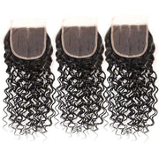 10A Water Wave Hair 4 Bundles With Closure Brazilian Hair Natural Color - ashimaryhair