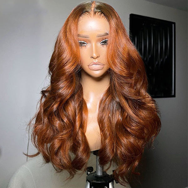 Copper Brown Wig Pre-plucked Body Wave Lace Front Wigs Luxurious Customization #35