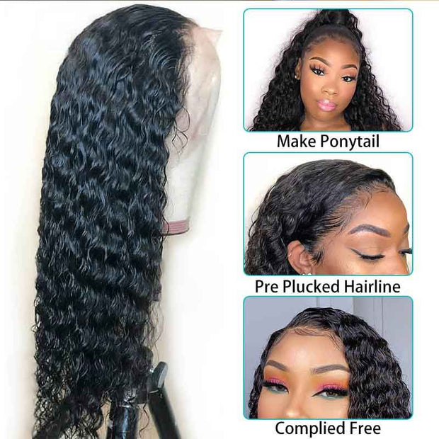 ashimary hair Deep Wave 13x4 Frontal Wig Human Hair Brazilian Lace Front Wigs Long Black Wig 30 Inch Deep Wave Long Lace Front Wigs With Natural Hairline  HD Lace Front Wigs Wavy Lace Front Wigs HD 13*4 Wigs Deep Wave Wig Water Wave Wig Long Lace Front Wigs Loose Wave Wig Pre Plucked Curly Lace Front Wigs
