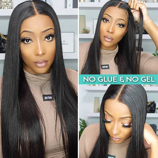 Glueless Straight Lace Wig Wear & Go Pre Cut HD Transparent Lace 4x4 5x5 Closure Wig Beginner Friendly