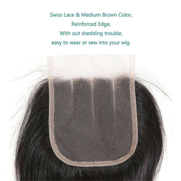 Top Quality Straight Human Hair 4*4 Lace Closure With Baby Hair-AshimaryHair.com