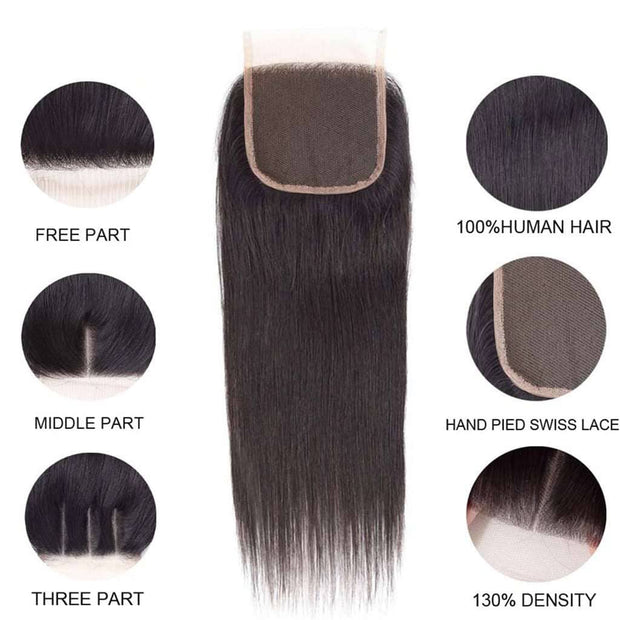 Top Quality Straight Human Hair 4*4 Lace Closure With Baby Hair-AshimaryHair.com
