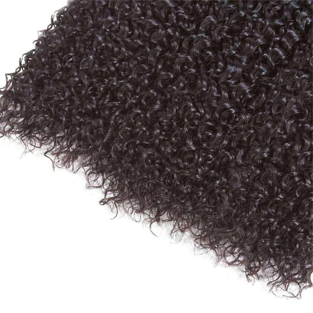 9A Kinky Curly 3 Bundles with Lace Closure Natural Color Brazilian Virgin Hair - ashimaryhair