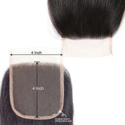 YZ Grace 10A Straight Thick& Soft Brazilian Human Hair Bundles with Closure Virgin Hair Natural Color - ashimaryhair