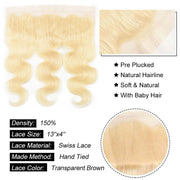 613 Blonde Body Wave Hair Lace Frontal Closure 13x4Inchs 100% Human Hair - ashimaryhair