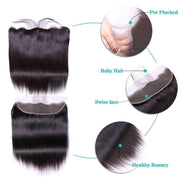 9A Brazilian Straight Hair 4 Bundles With Lace Frontal Human Hair - ashimaryhair