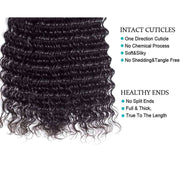 3 Bundles 9A Deep Wave Human Hair Bundles Brazilian Virgin Hair Natural Color - ashimaryhair