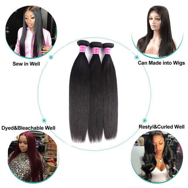Straight Hair 1 Bundle 9A Brazilian Human Hair Natural Color - ashimaryhair