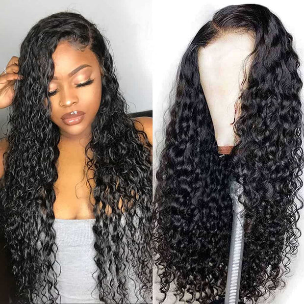 Water Wave 4*4 Lace Closure Wigs Glueless Human Hair Brazilian Natural Wave-AshimaryHair.com