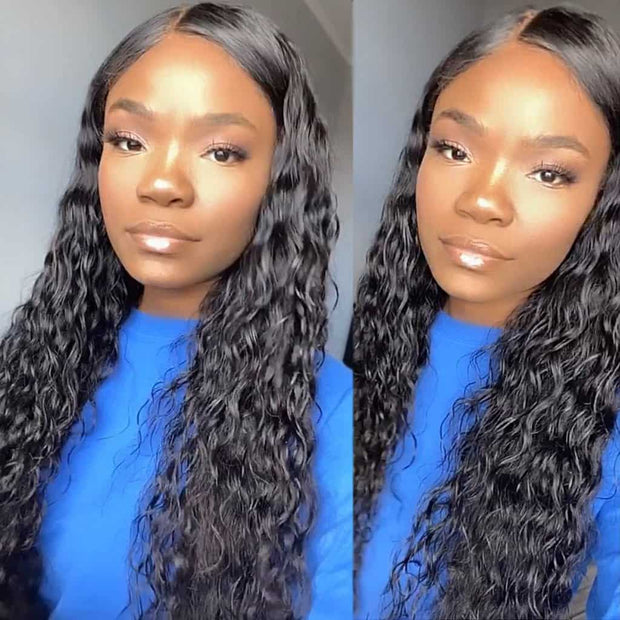 Water Wave 4*4 Lace Closure Wigs Glueless Human Hair Brazilian Natural Wave-AshimaryHair.com