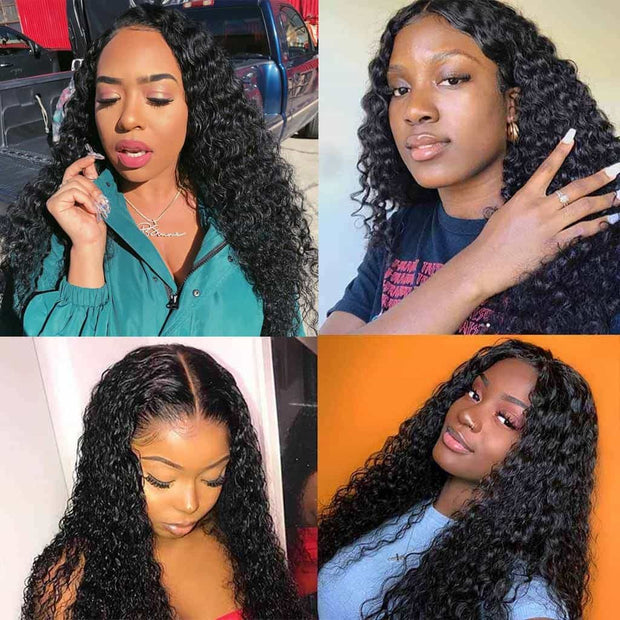 Water Wave 4*4 Lace Closure Wigs Glueless Human Hair Brazilian Natural Wave-AshimaryHair.com