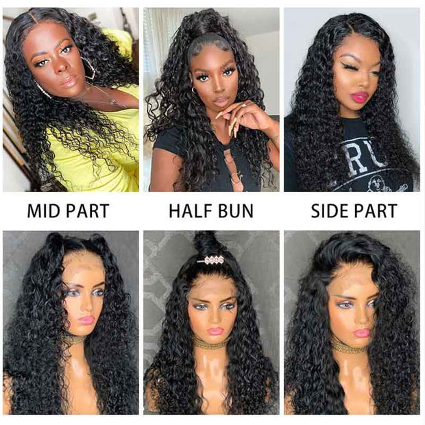 Long Water Wave Wigs 13*4 Transparent HD Lace Frontal Wigs Human Hair 28-38 Inch