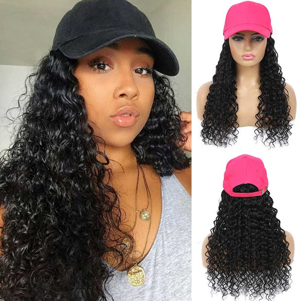 Baseball Cap Wig 10A Human Hair Natural Color Buy 1 Get 1 Baseball Cap
