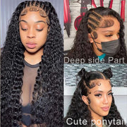 Water Wave 13x6 Full Transparent Lace Wig Natural Black Color