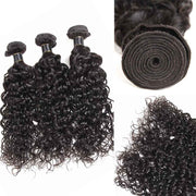 9A Water Wave Virgin Hair 3 Bundles with Closure Natural Color Brazilian Hair - ashimaryhair