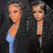 Water Wave 13x6 Full Transparent Lace Wig Natural Black Color