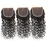 9A Water Wave Virgin Hair 3 Bundles with Closure Natural Color Malaysian Hair - ashimaryhair