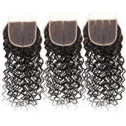9A Water Wave Virgin Hair 3 Bundles with Closure Natural Color Brazilian Hair - ashimaryhair